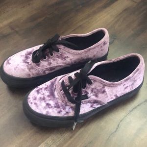 kids size 1 purple and black velvet Vans!